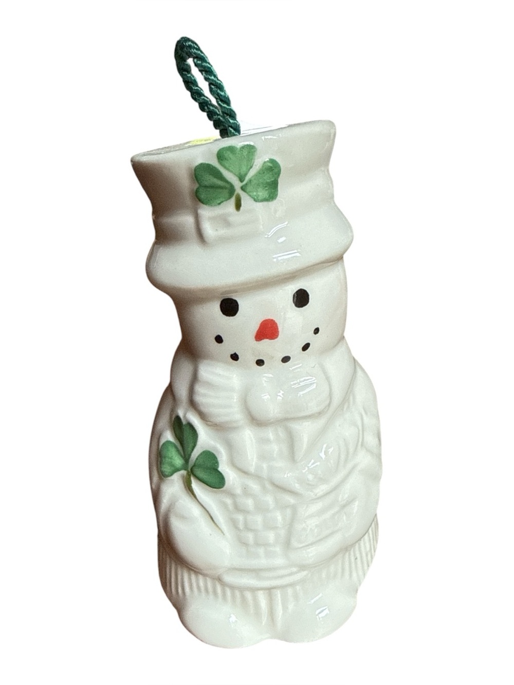 Belleek Irish Leprechaun Snowman Bell Ornament Christmas Holiday Retired 2003